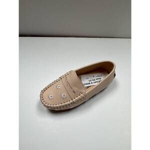NEW 1936 girl's chloe flower embroidered driving mocassin in light pink leather/